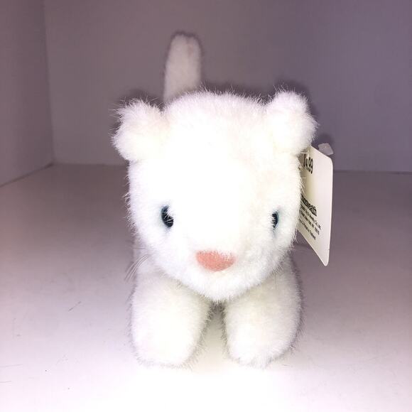 Vintage Commonwealth White Kitty Kitten 1989 Plush Tiger Cat Stuffed Animal Tags - Picture 1 of 8